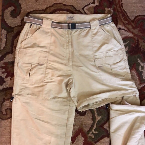 Vintage LL BEAN Size Large Convertible ZipOff Cargo Webbed Logo Belt Supplex NEW - Picture 3 of 16